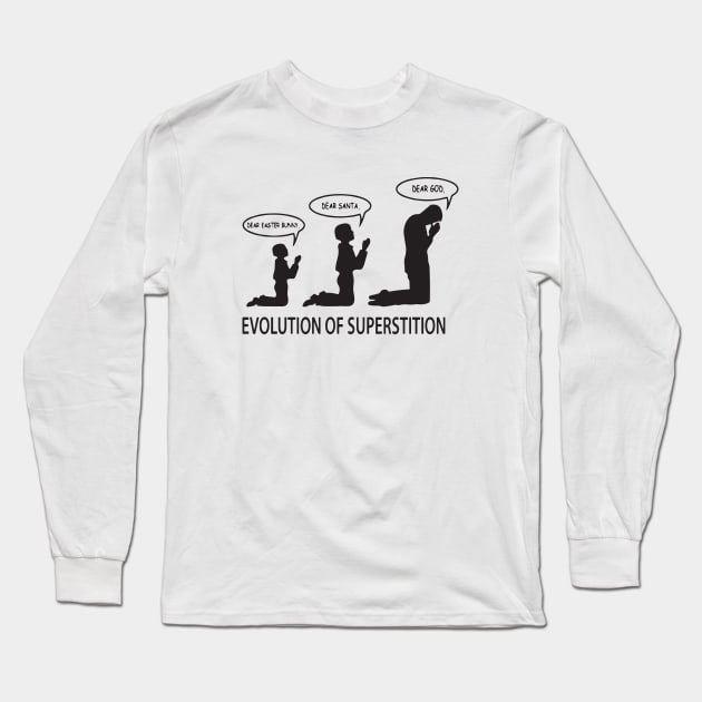 Superstition Evolution Mens Funny Atheist T Shirts Long Sleeve T-Shirt by huepham613